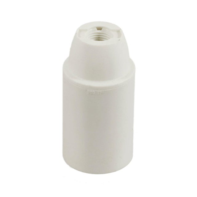Portalampada E14 bianco liscio 100 mm completo con nippel - staffa