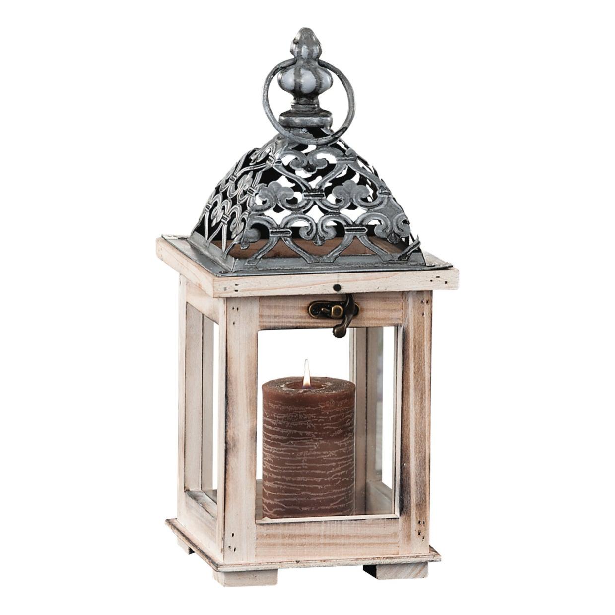 Lanterna Decorativa In Legno Grigio Lavato Con Manico In Corda &ndash; Stile Shabby Chic Per Illuminare Il Tuo Giardino O Soggiorno. Misura 7.75 Pollici, Finitura Grigia E Vetro.