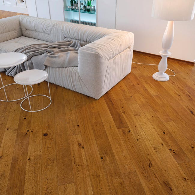 Parquet prefinito in rovere marrone Rustic verniciato Forte M | Leroy ...