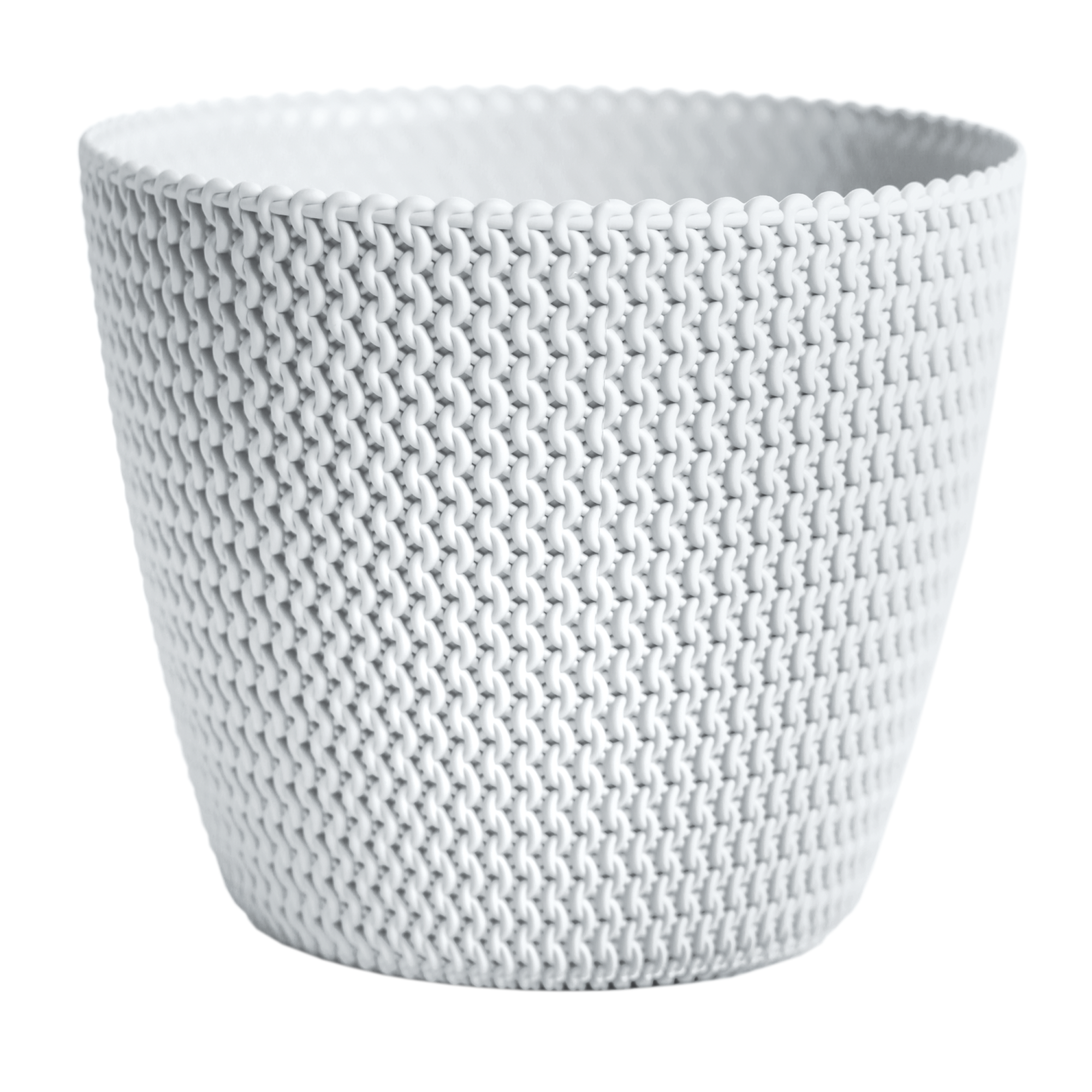 Prosperplast Vaso Rotondo Splofy 8L - Bianco, 25,9 X 22 Cm, Effetto Tessuto
