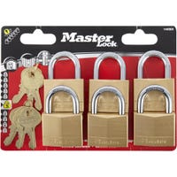 Brinks 171-20471 Lucchetto In Ottone Massiccio – 22 Mm – Set Da 4 Pezzi – Con Gancio In Acciaio Temprato – Garanzia A Vita