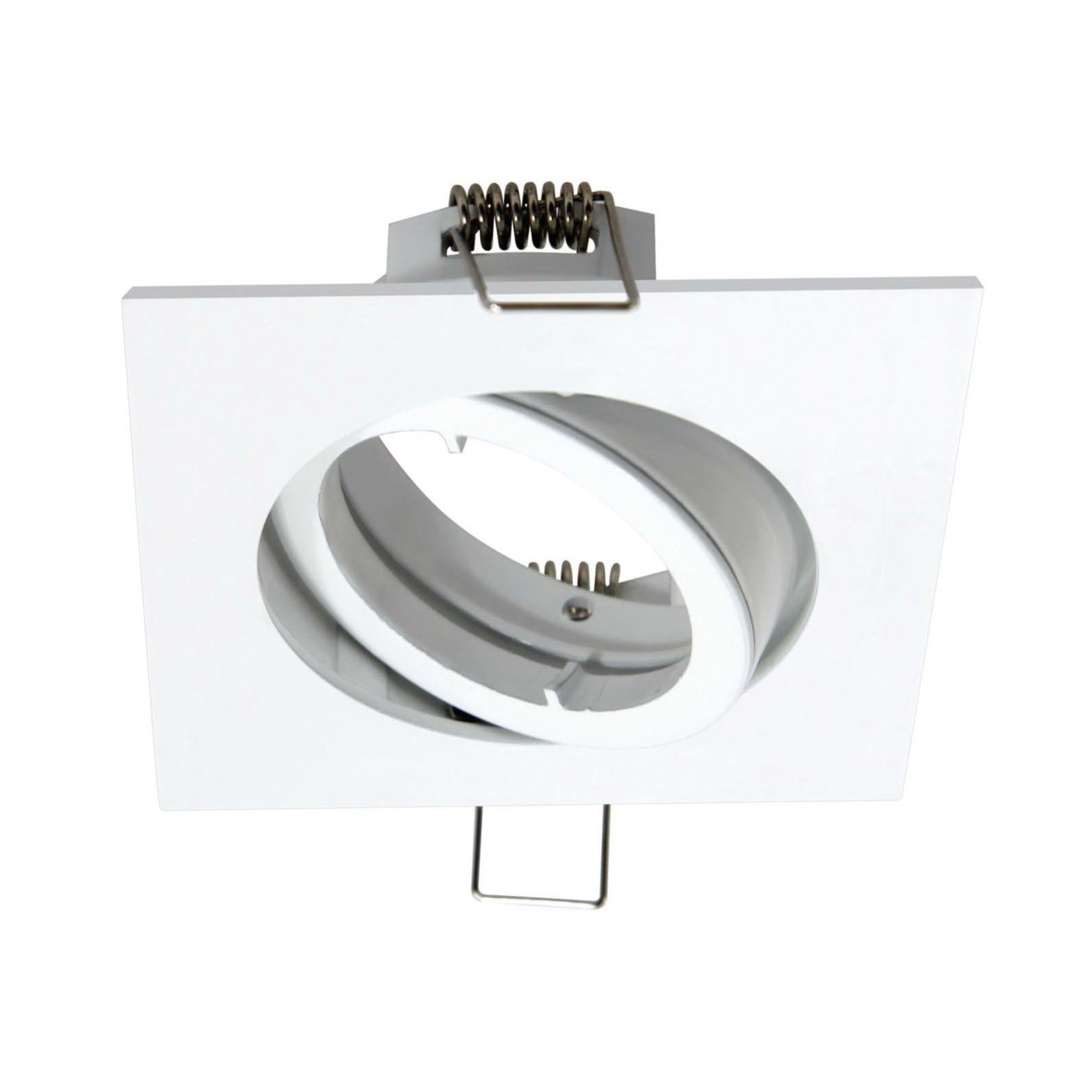 Portafaretto Incasso Quadrato Orientabile Bianco per GU10 foro 70mm