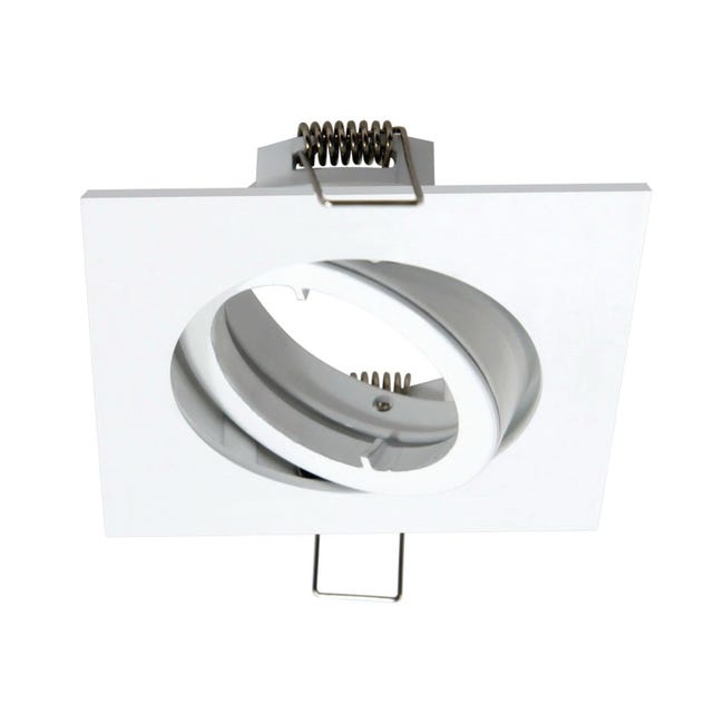 Portafaretto Incasso Quadrato Orientabile Bianco per GU10 foro 70mm Portafaretto Incasso Quadrato Orientabile Bianco per GU10 foro 70mm