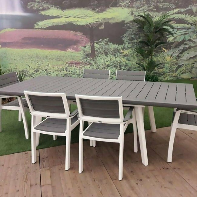 Tavolo da giardino allungabile Harmony KETER in alluminio bianco con piano  in resina per 6 persone 160/240x100cm