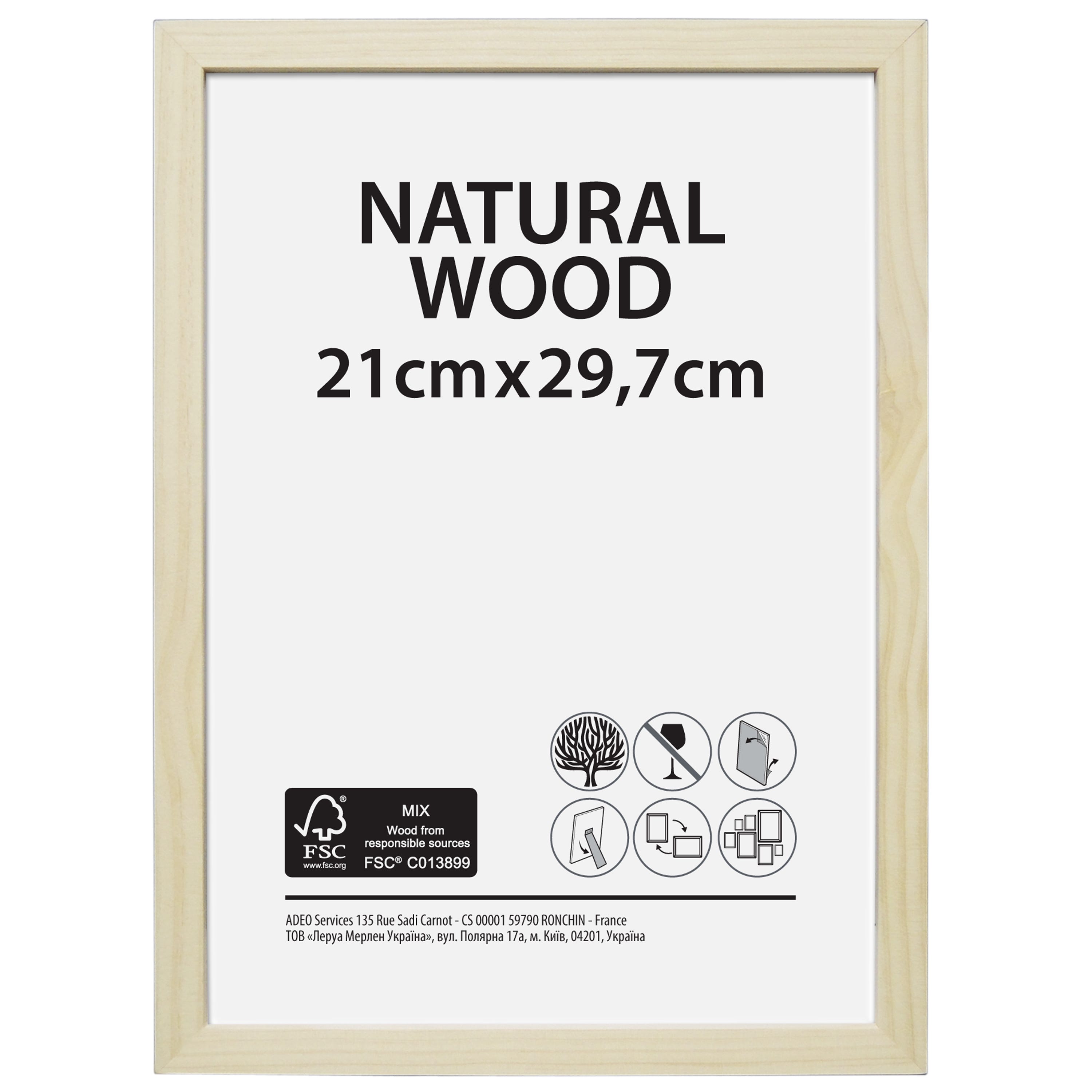 Cornice Natural wood naturale opaco per foto da 21x29.7 (A4) cm