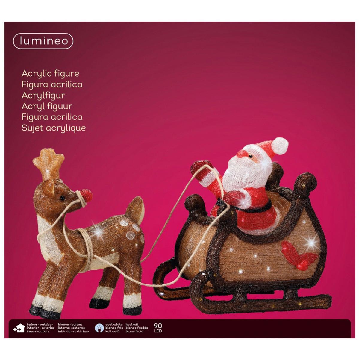 Puntale Albero Natale Luci LED Musicale – Slitta Di Babbo Natale E Renna, Rotazione Elettrica E Melodie, Altezza 38 Cm