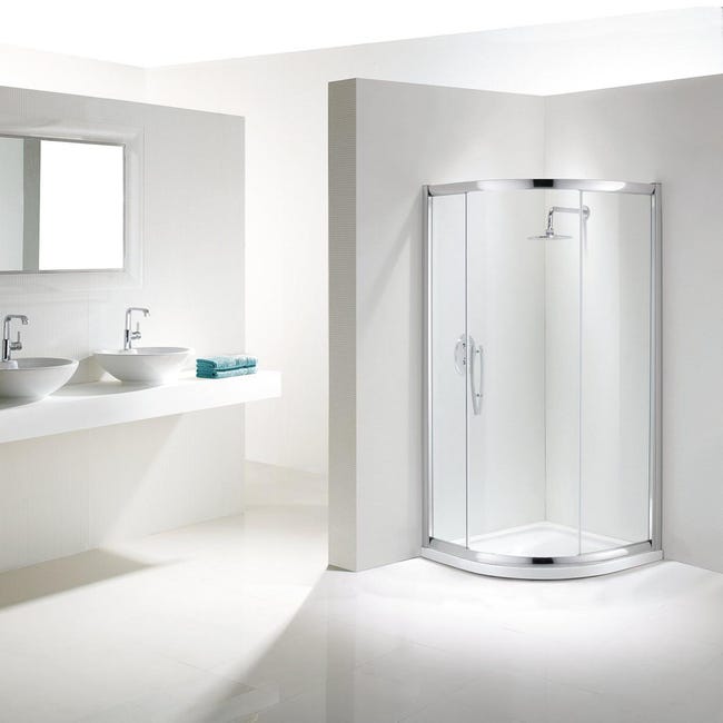 Box Doccia Semicircolare 80x80 Cm - Cabina In PVC Con Anta A Soffietto, Bianco | Made In Italy - Foto 3