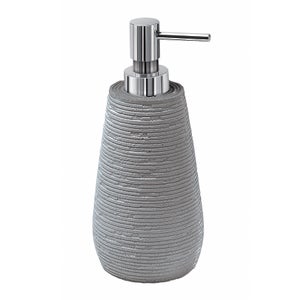 Relaxdays Set da 3 Accessori Bagno, Dispenser Sapone, Portaspazzolini,  Bicchiere Dentifricio, Cemento e Acciaio, Grigio