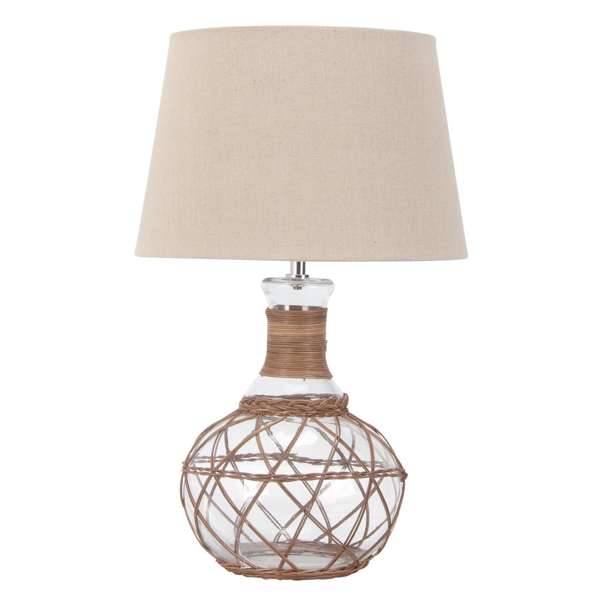 Lampada Da Tavolo Boho In Legno E Rattan, Paralume A Gabbia, Stile Retrò Per Comodino Camera Da Letto Soggiorno, Base Tonda In Legno - 3