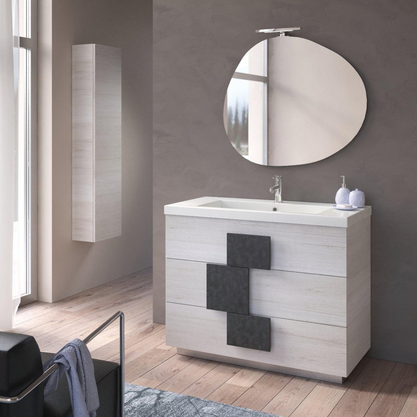 Colonna bagno Dabado, Mobile a colonna per bagno a 2 ante, Armadio