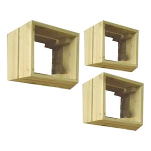Mensole da muro Design Moderne a cubo KUBI Set 3 pezzi QUADRATE in legno  GRIGIO modulo scaffale da Parete 30x30-25x25-20x20 P. 9 cm