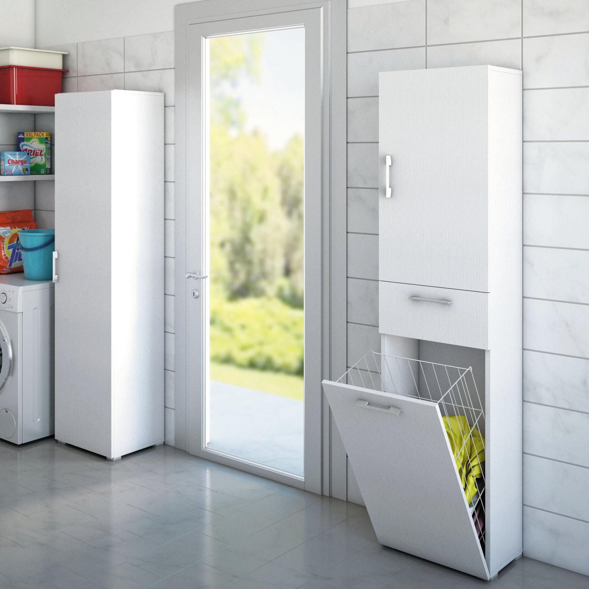 Mobile lavanderia con cesto portabiancheria Laundry bianco L 45 x P 32 ...