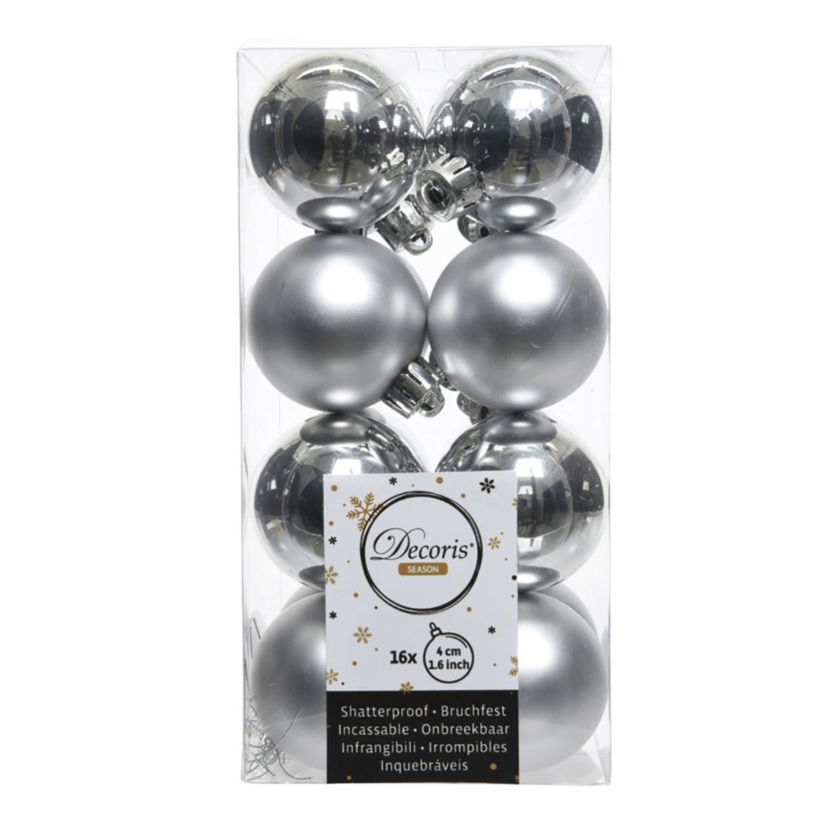 Palline di Natale in vetro, 4-8 cm, set da 16 pezzi, opache e lucide