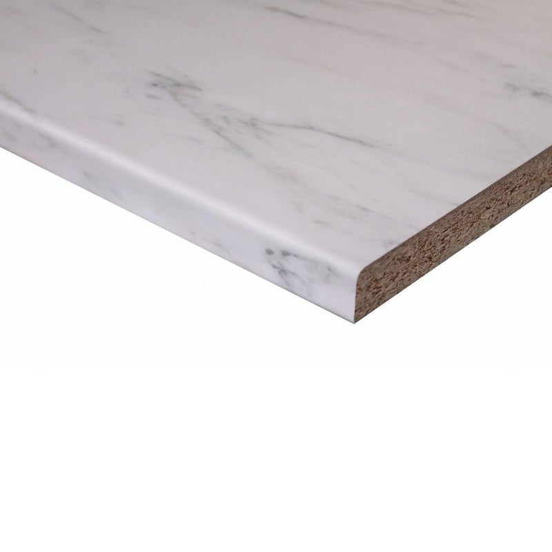 Piano cucina in truciolare marmo bianco L 304 x P 60 cm, spessore 2.8 cm