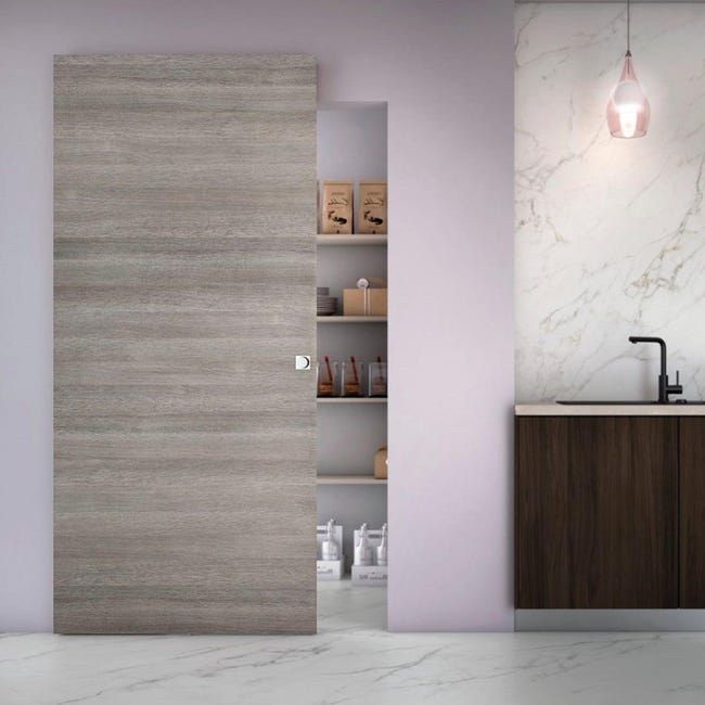 Porta scorrevole Space Grey Quadra, L 101 x H 230 cm, con binario ...