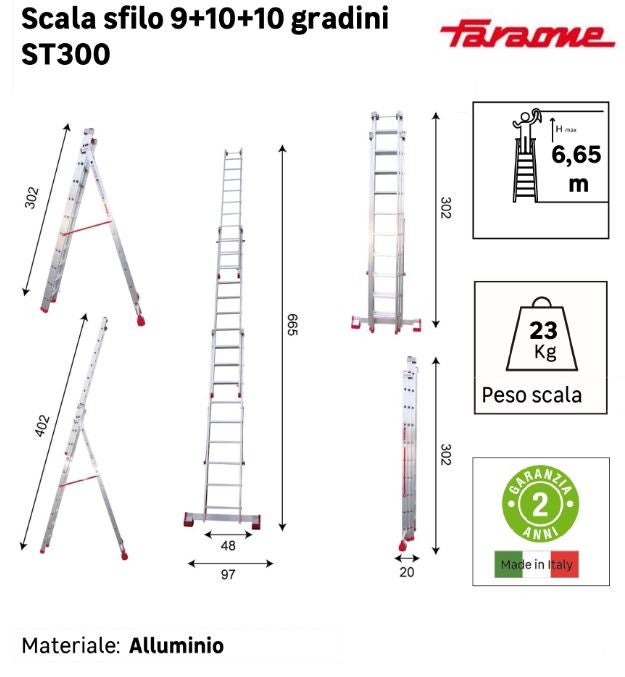 Scala trasformabile Platinium 300 Pro - 3 rampe - Tubesca 