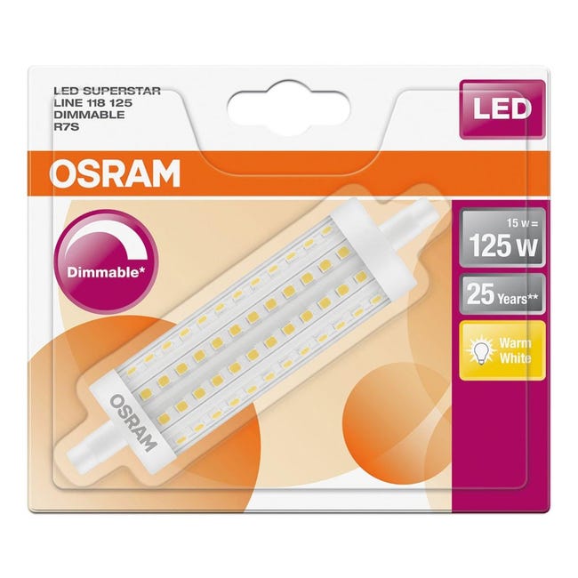 Lampadina LED, lineare, trasparente, luce calda, 15W=2000LM (equiv 125 W),  300° dimmerabile, OSRAM