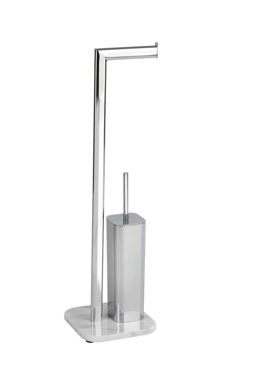 Trade Shop - Portascopino Cilindro Acciaio Bagno Spazzolone Wc Argento Con Stelle Lune 52666 85893920