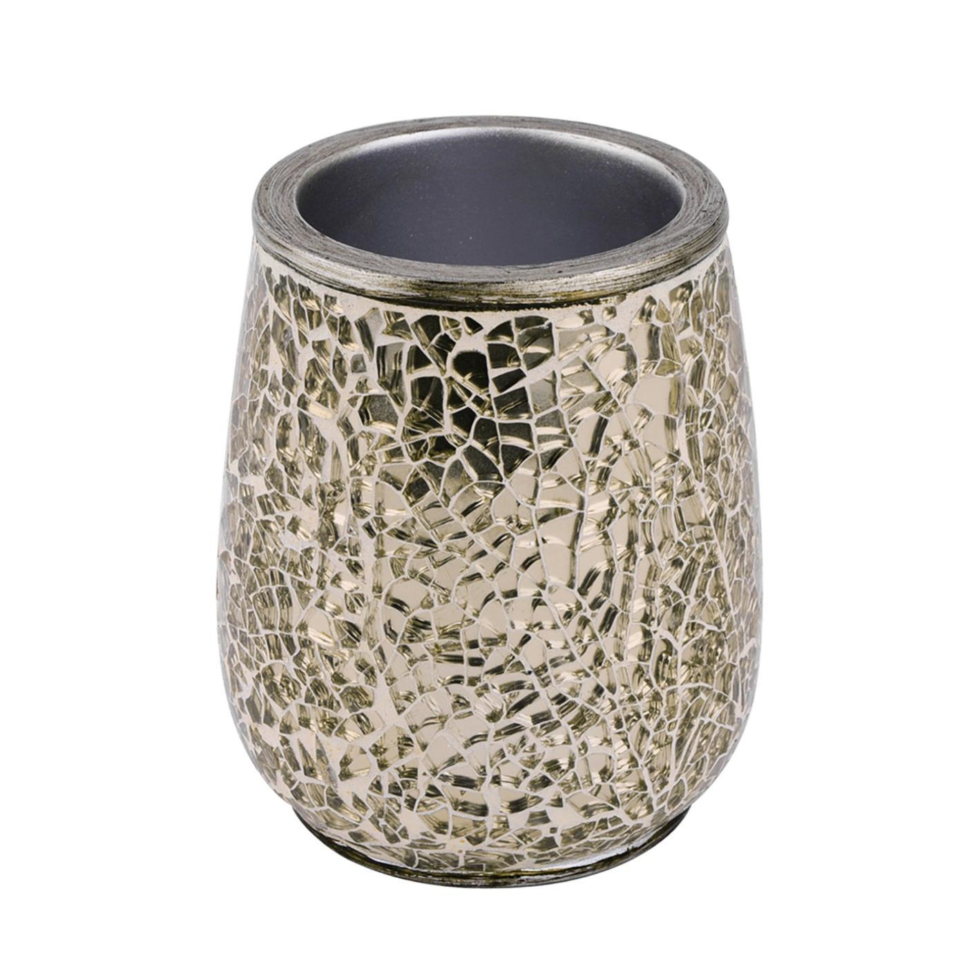 Portaspazzolino In Resina Effetto Pietra - Grigio, 7x7x10.7 Cm, Per Bagno E Trucco - Foto 11