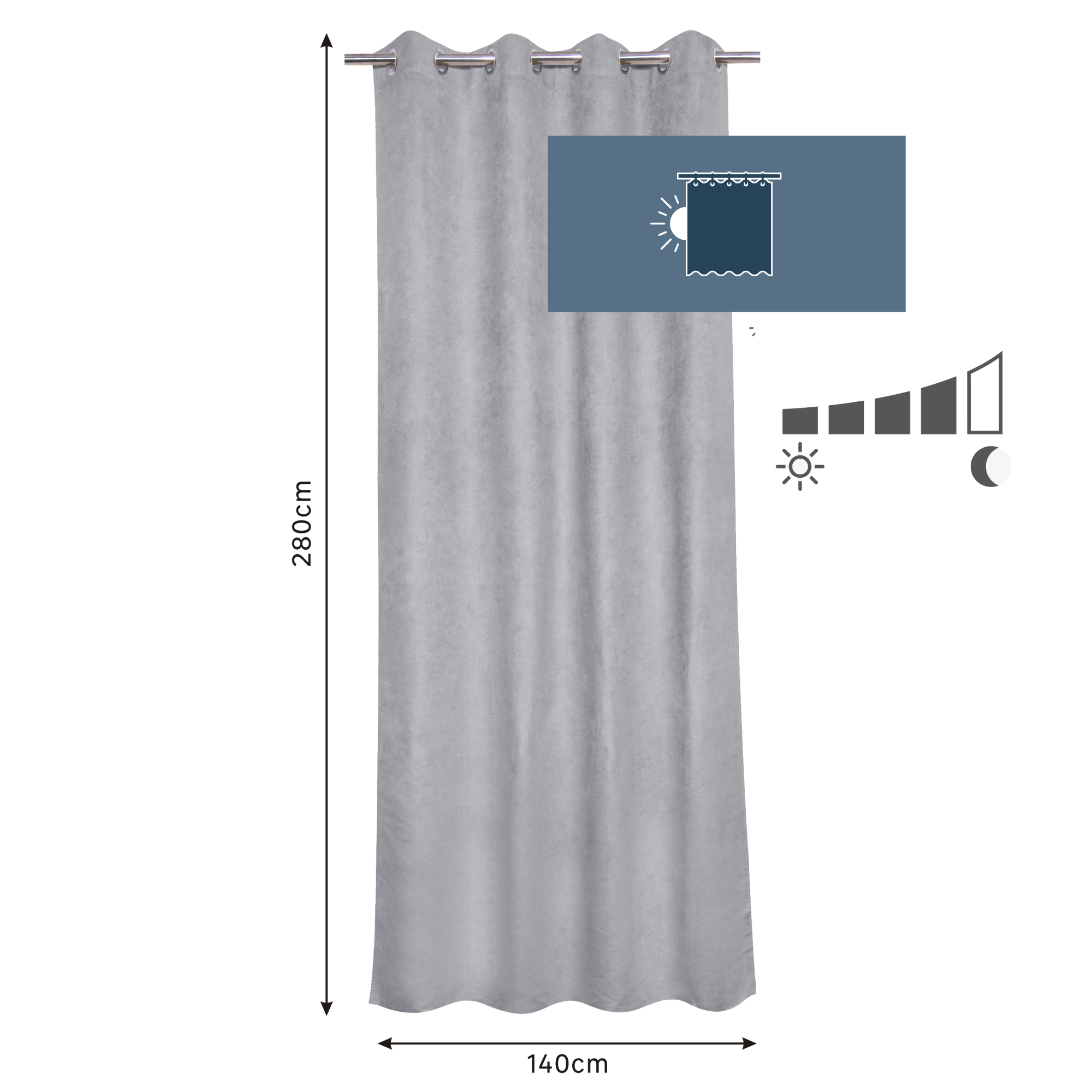 Tenda coprente INSPIRE New Manchester grigio, occhiello 140x280 cm