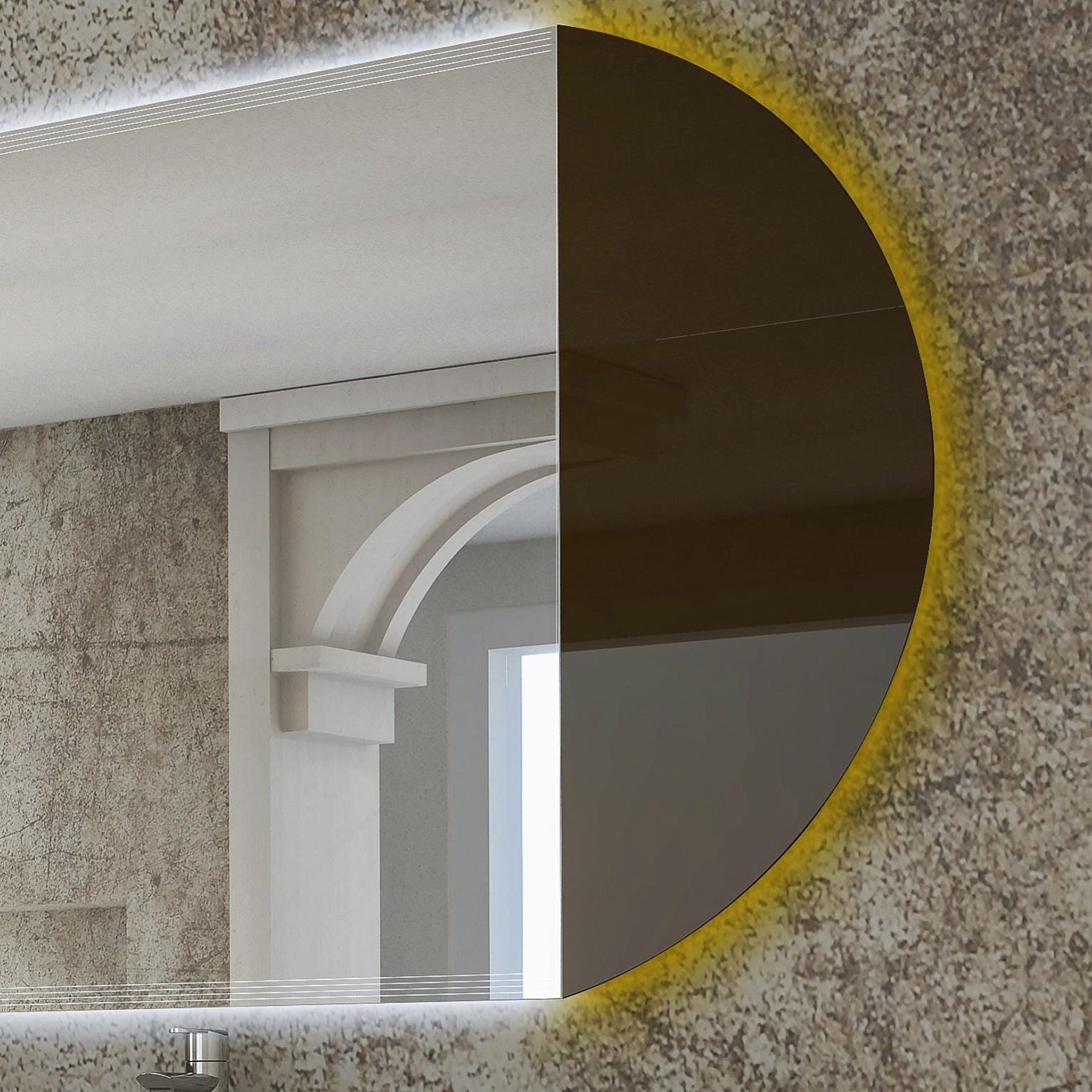 Specchio con illuminazione integrata bagno asimmetrico bronzato L 30 x H 80  cm