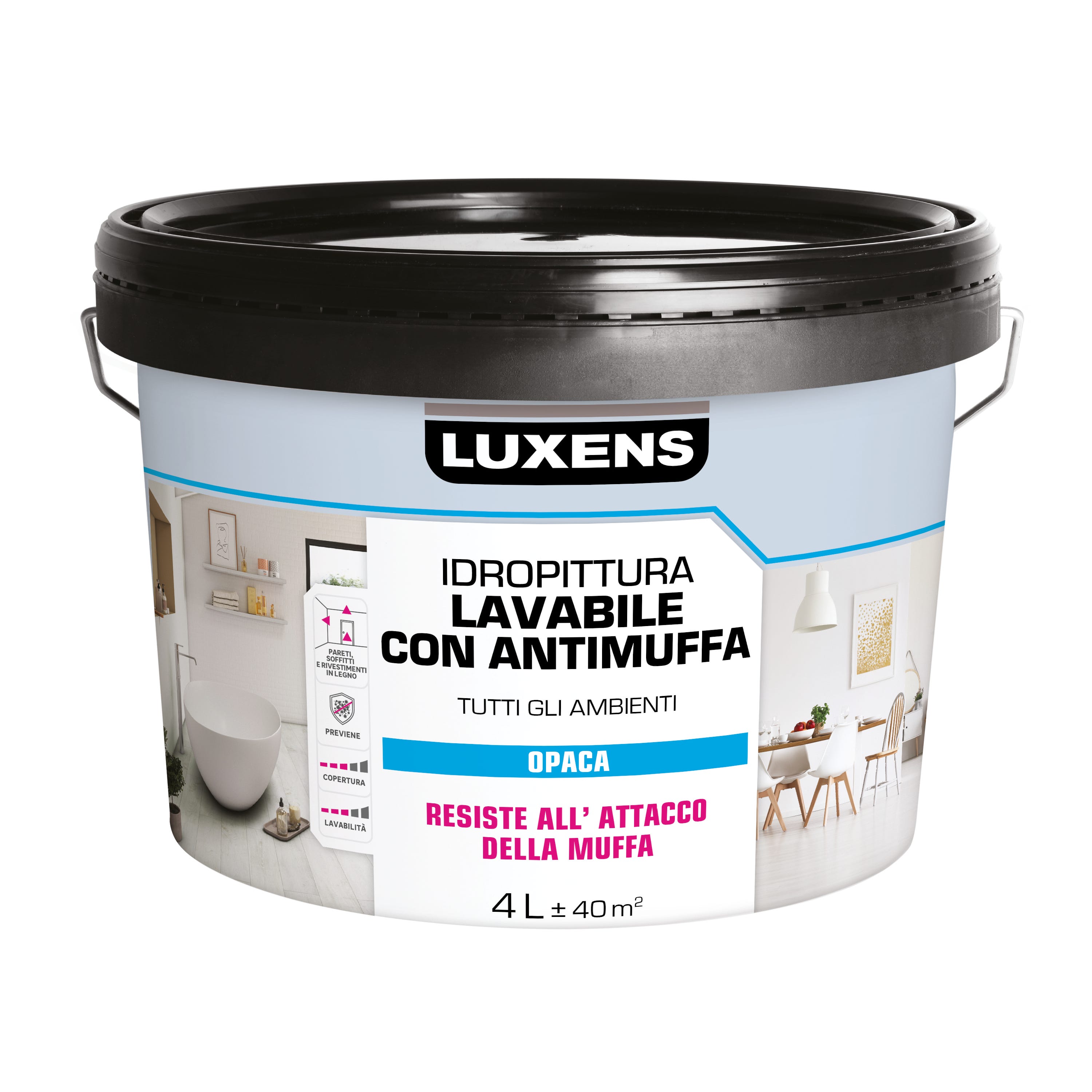 Pittura per interni antimuffa, LUXENS Extra Opaca bianco opaco, 4 L