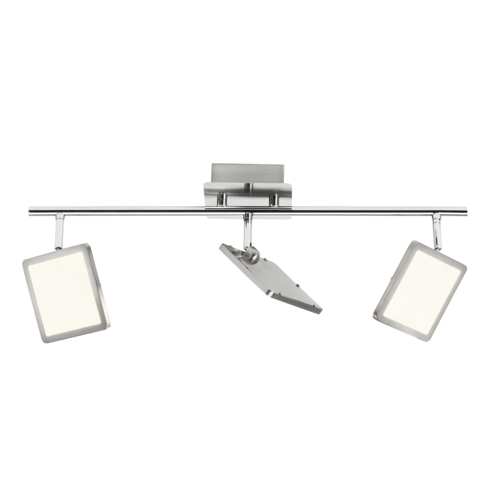 Barra LED Con 3 Faretti Orientabili - Cromata, 15W, Design Moderno