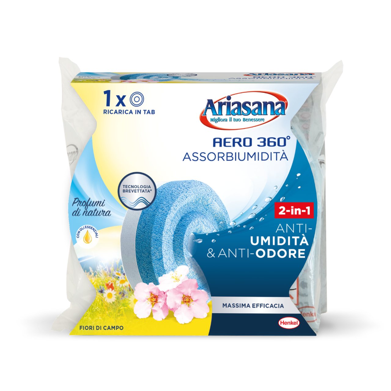 Ricarica sali assorbiumidità HENKEL Ariasana Aero 360°Tab Fiori di campo  floreale 450g