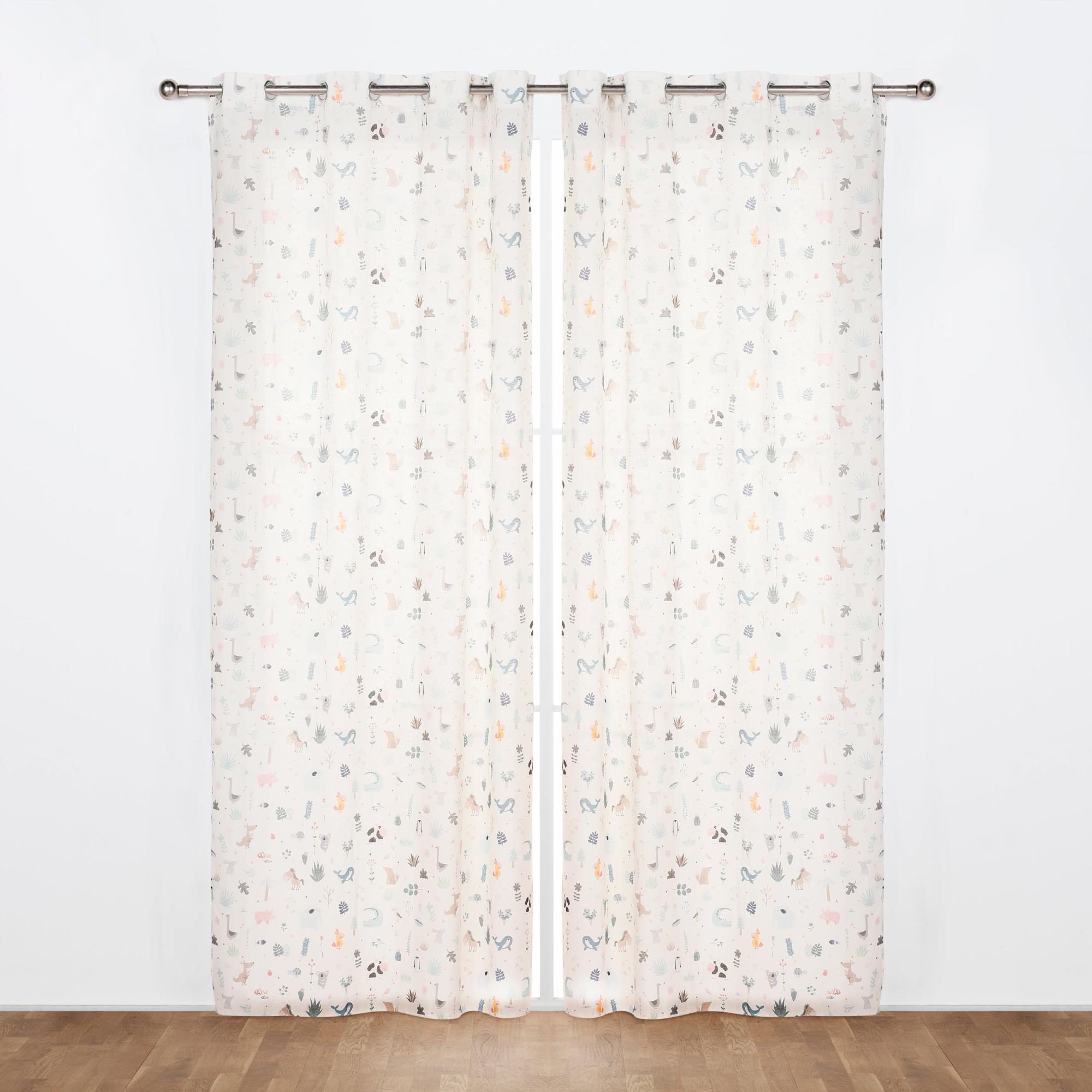 Pannello Tenda Con Stampa Cactus - 140x260 Cm, In Misto Cotone (70% Cotone, 30% Poliestere), Con 5 Passanti, Lavabile In Lavatrice