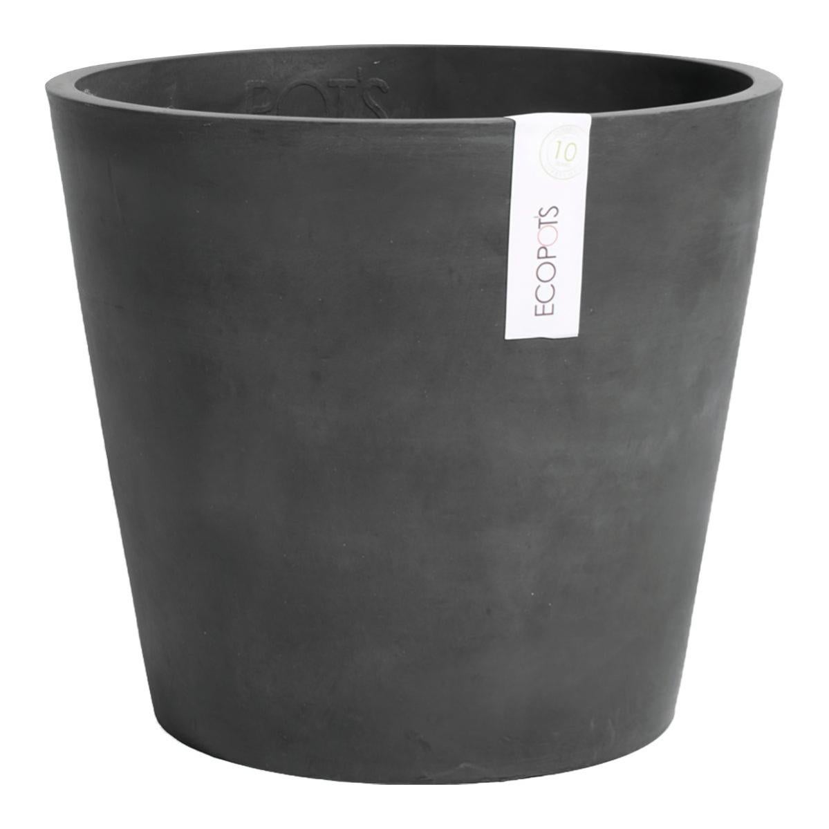 Ecopots Ashortwalk Amsterdam Vaso Rotondo In Plastica Riciclata - Grigio, Diametro 20 Cm - Per Interni/Esterni