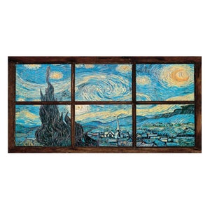 Van Gogh Notte stellata - Quadro moderno stampa su tela riproduzione 70x50  cm