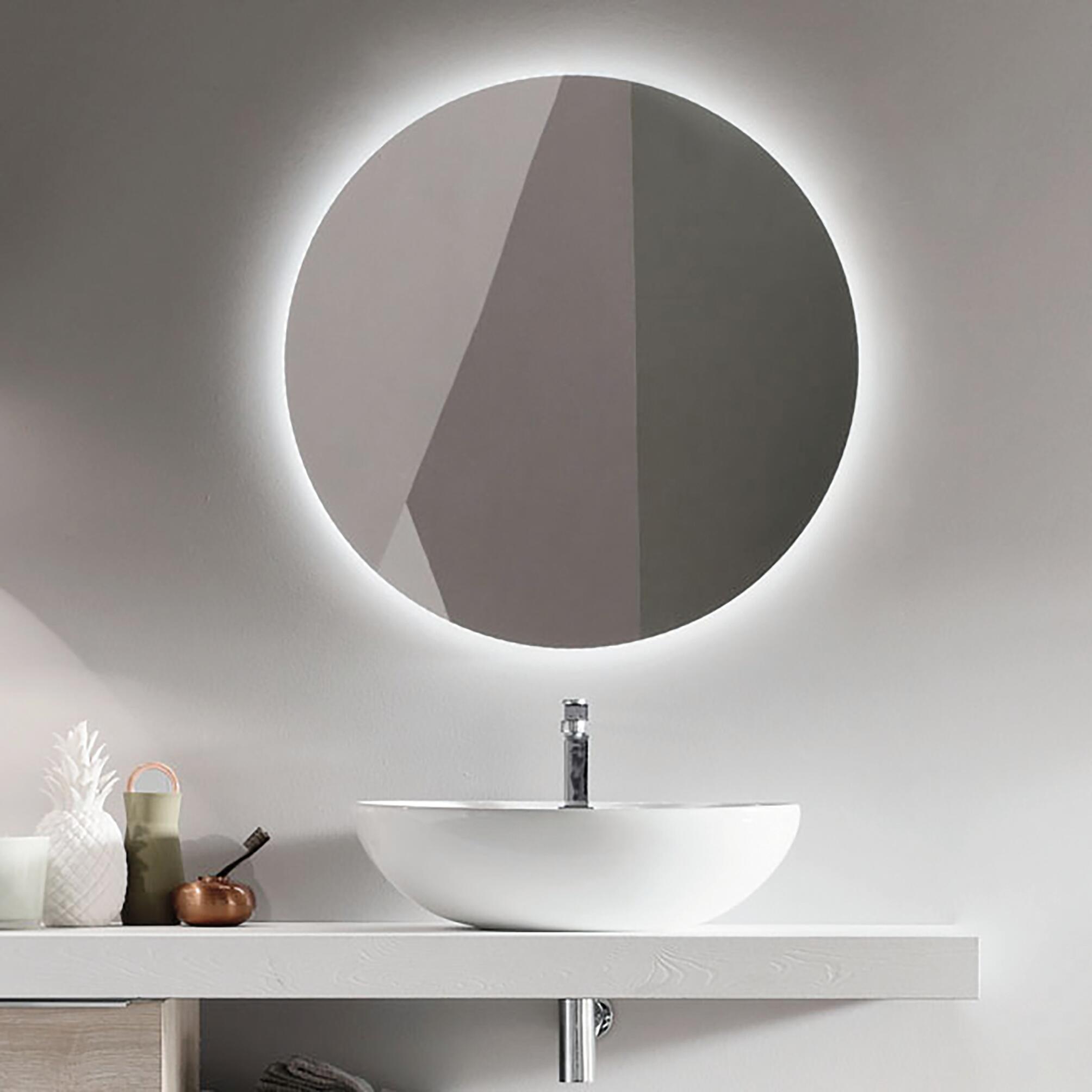 JJUUYOU Specchio da parete rotondo da 40 cm, per bagno, rustico