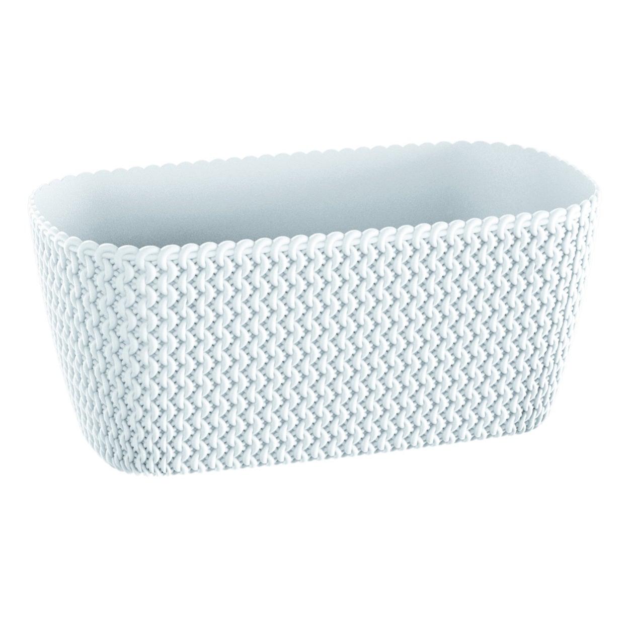Prosperplast Vaso Rotondo Splofy 8L – Plastica Effetto Tessuto, Colore Bianco, 25,9 X 22 Cm - 3