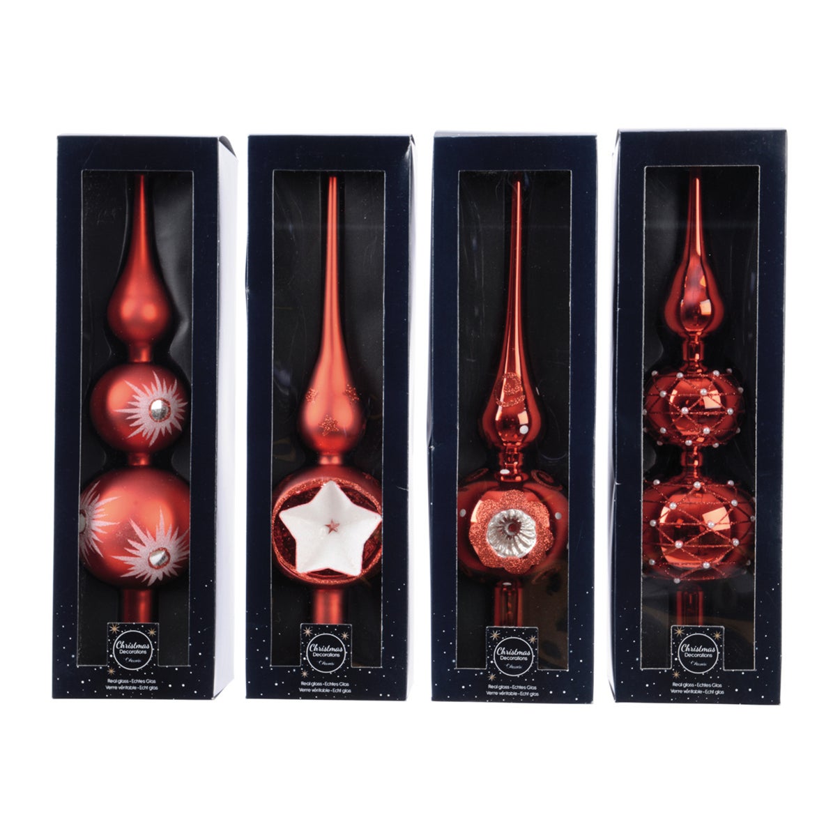 Puntale Albero Di Natale In Vetro Puntale per albero di natale rosso in vetro P 8 x H 31 cm | Leroy Merlin