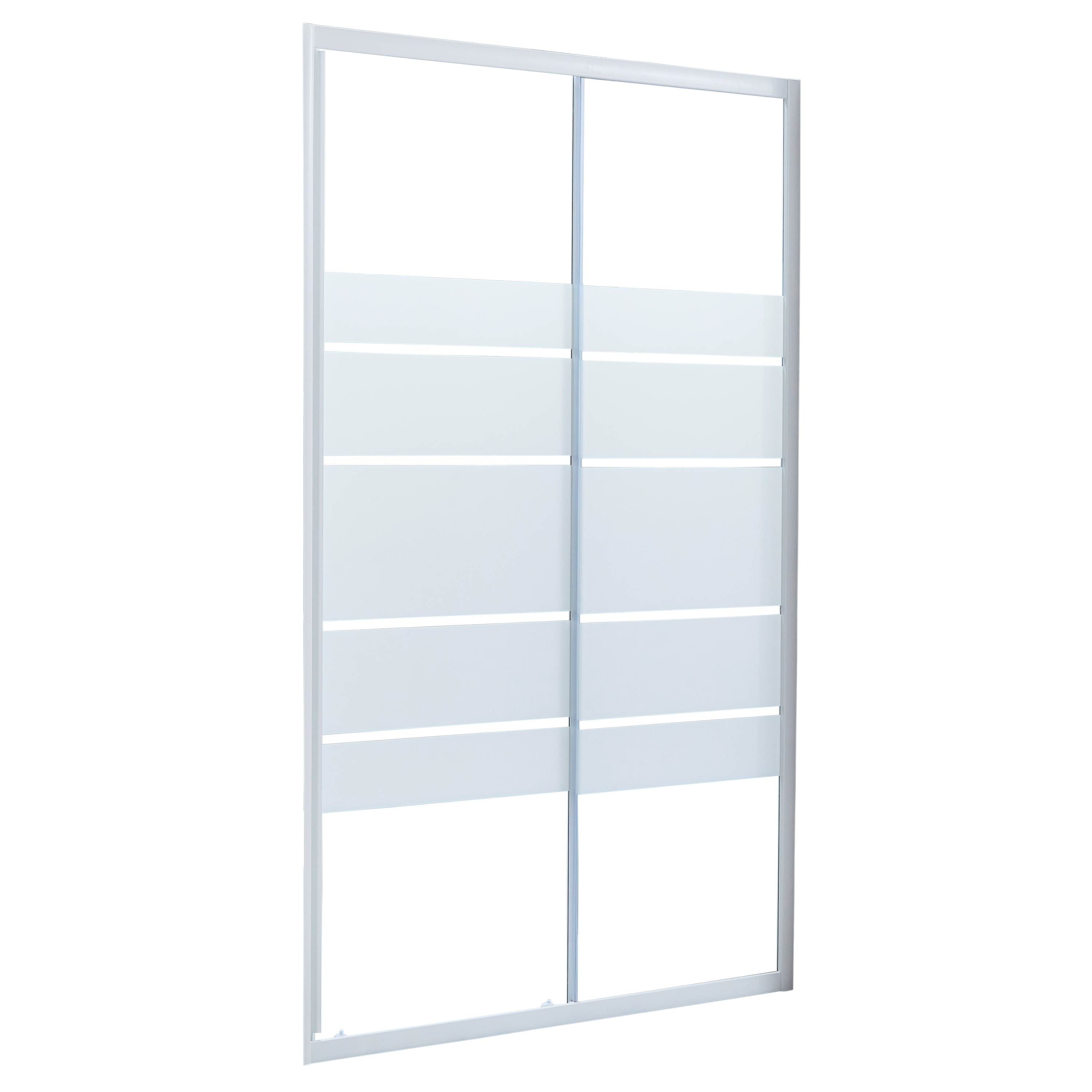 Box doccia con ingresso frontale porta scorrevole scorrevole 120 cm, H 185  cm in vetro, spessore 4 mm serigrafato bianco