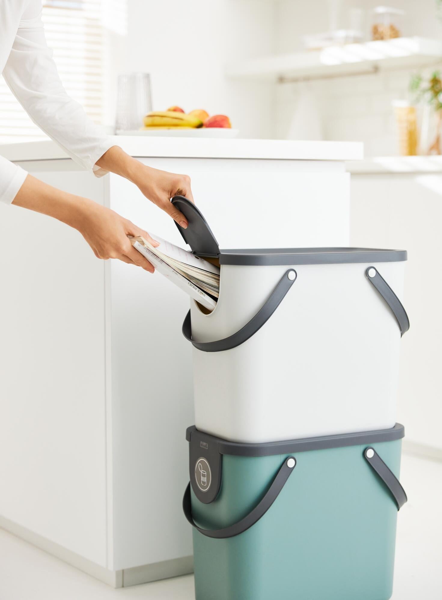 SUNDIS Green Bin - Cestino 25L Per Raccolta Differenziata | Plastica Riciclata, Design Rettangolare - Foto 11