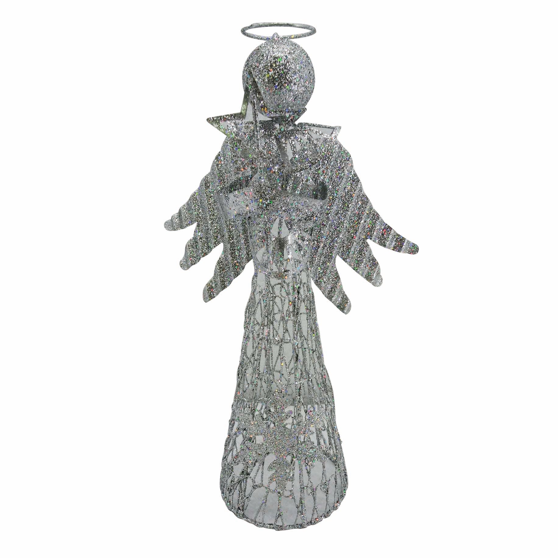Puntale Per Albero Di Natale Angelo Puntale per albero di natale Angelo grigio / argento in metallo H 30 cm