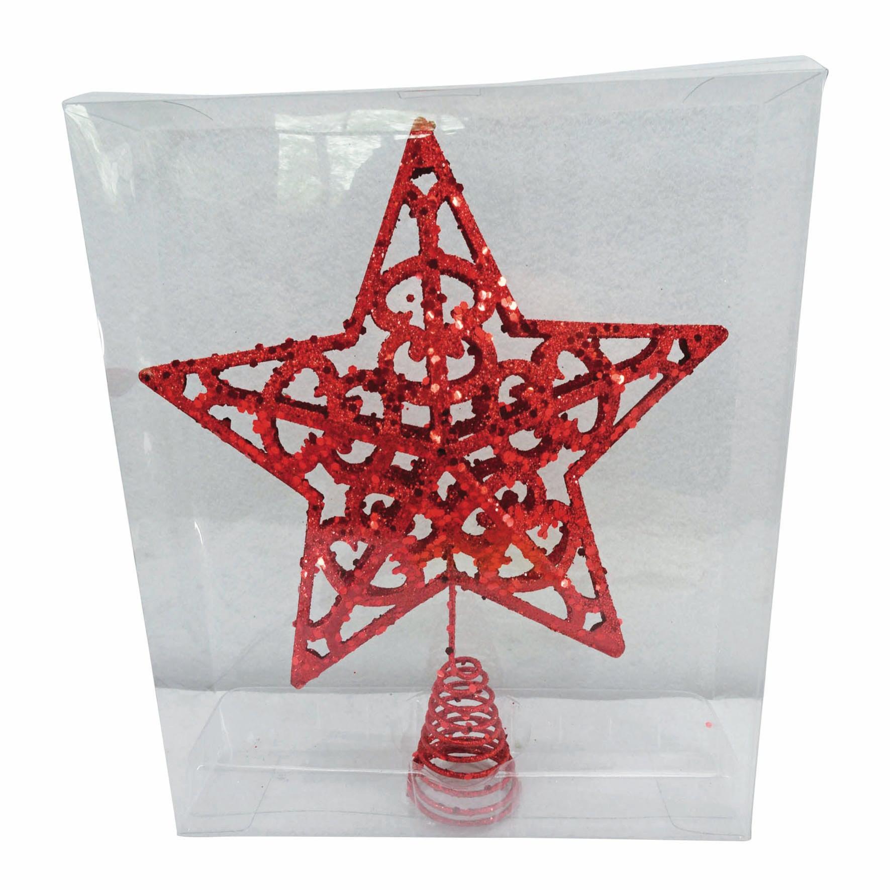 Puntale Per Albero Di Natale A Stella Glitterata - Ferro, Oro Rosa, 25 Cm - Foto 3