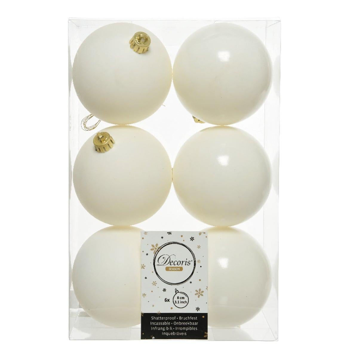 Set 44 Palline Di Natale Infrangibili - 12 Pezzi 6 Cm E 32 Pezzi 3 Cm, Rosso E Bianco, Con Cordino Per Albero