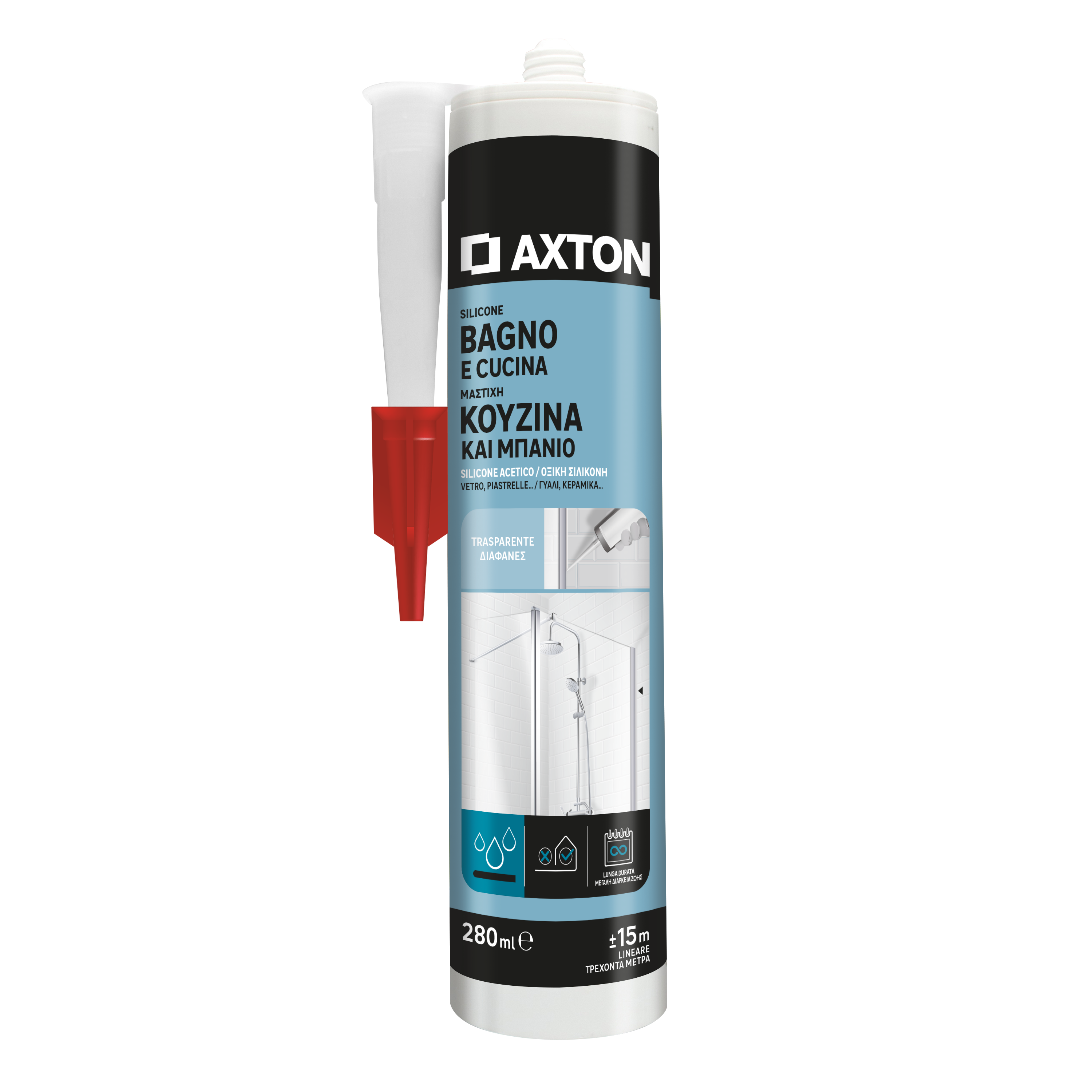 Silicone sigillante AXTON Bagni e Cucine trasparente 280 ml