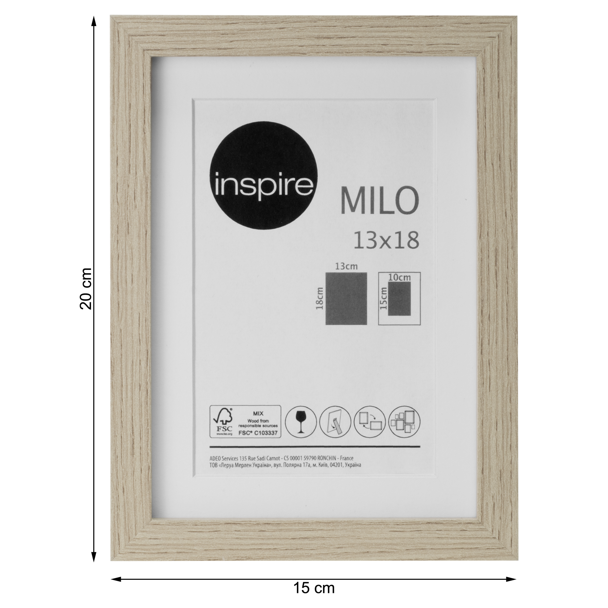YEEPHAN Cornice quadrata 30x30 in legno di quercia con fronte in perspex, 30x30