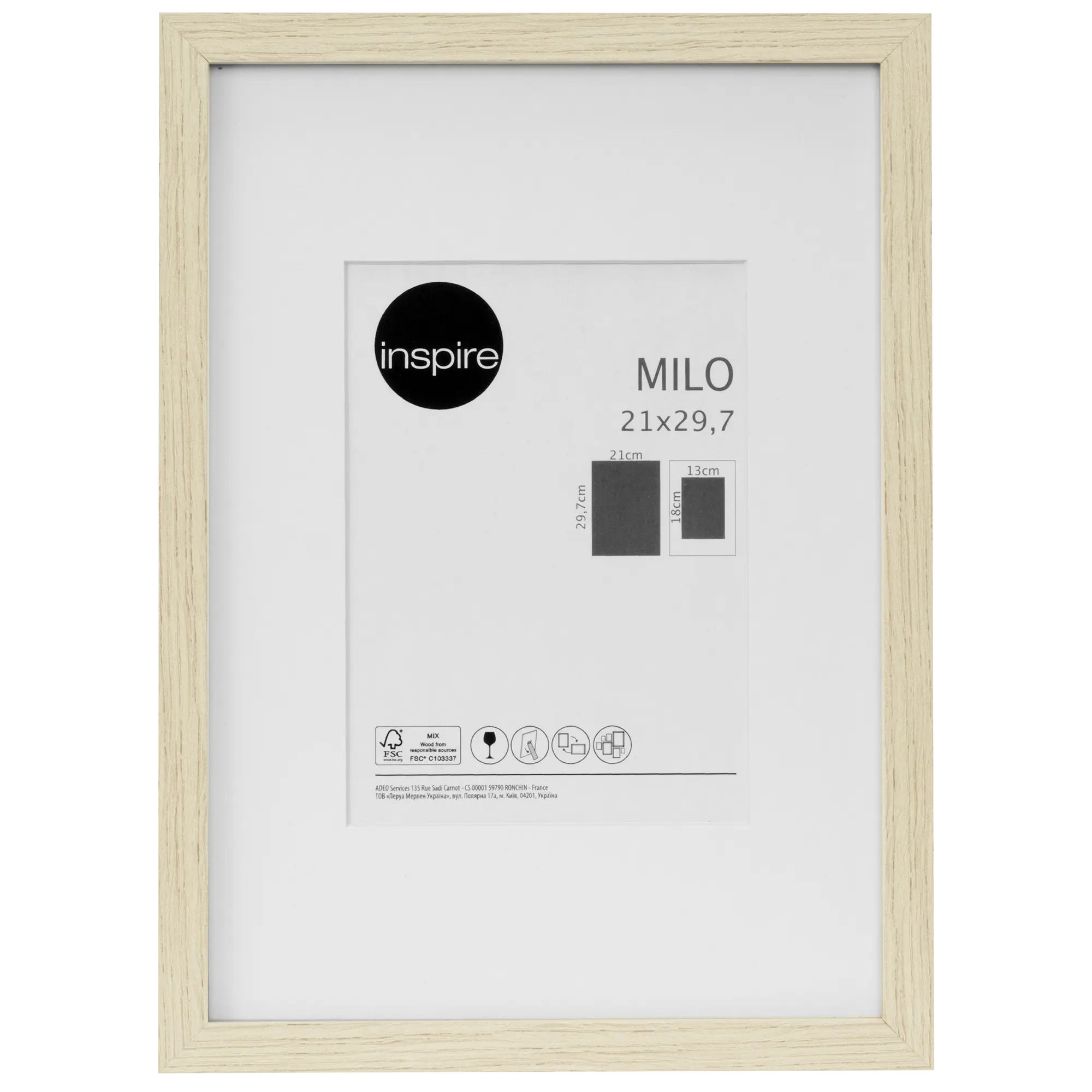 Cornice con passe-partout INSPIRE Milo, nero 52x72 cm per immagini