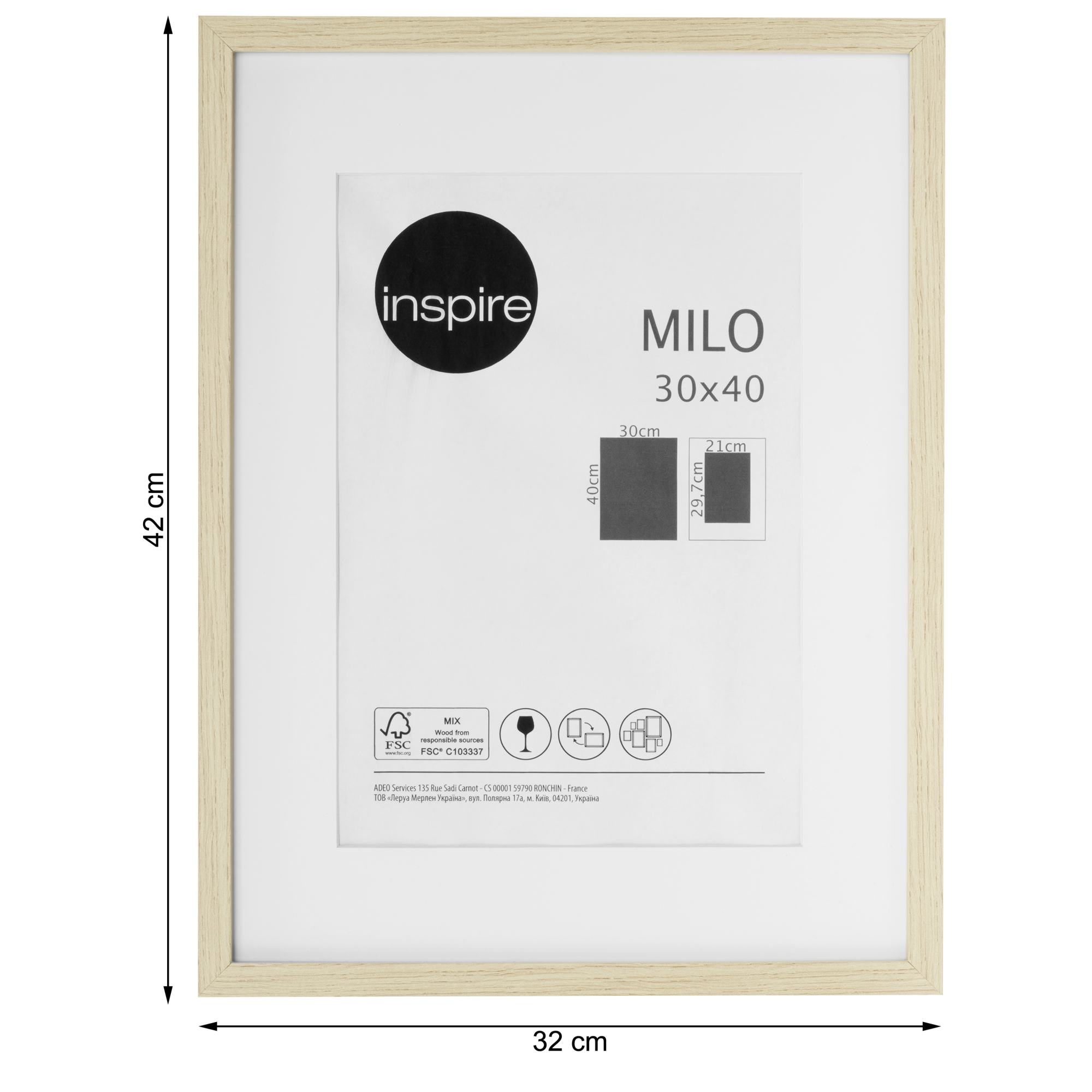 Cornice In Legno Di Quercia Homeforia, Colore Marrone, Misure 30,5 X 45,7 Cm, Con Passepartout Rimovibile, Vetro Temperato, Packaging Ecologico - 4