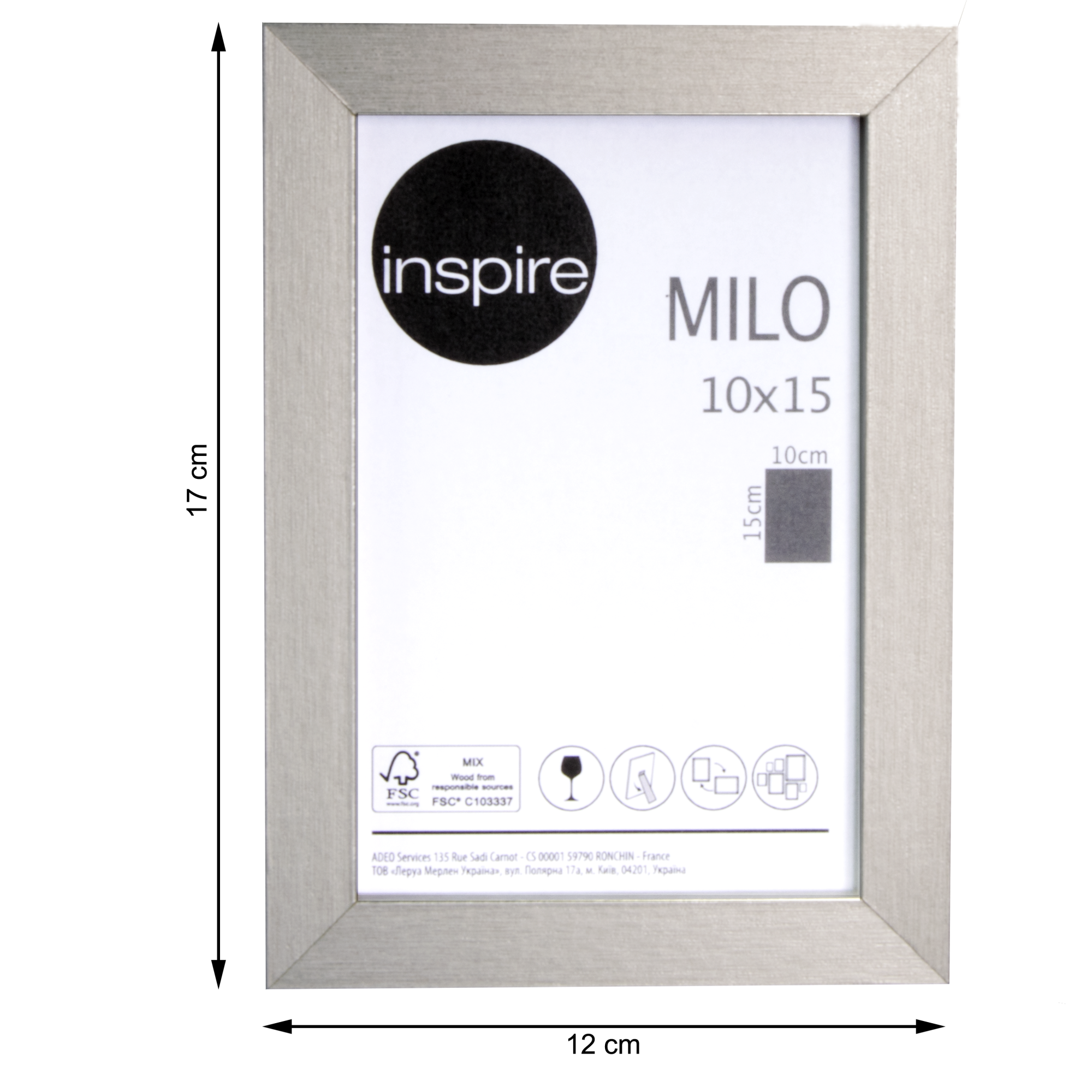 Cornice Misano 73x55 Cm In MDF Grigio Satinato - Vetro Acrilico Antiriflesso 1 Mm - Stile Moderno
