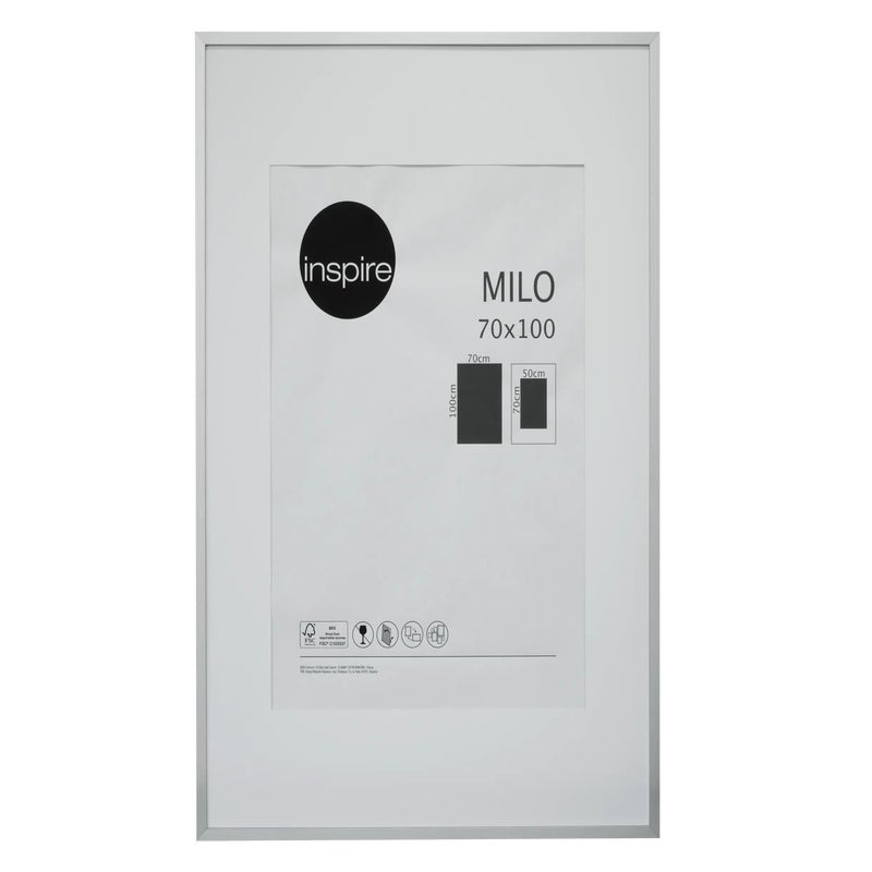 Cornice con passe-partout INSPIRE Milo, argento 72x102 cm per immagini 50x70 cm