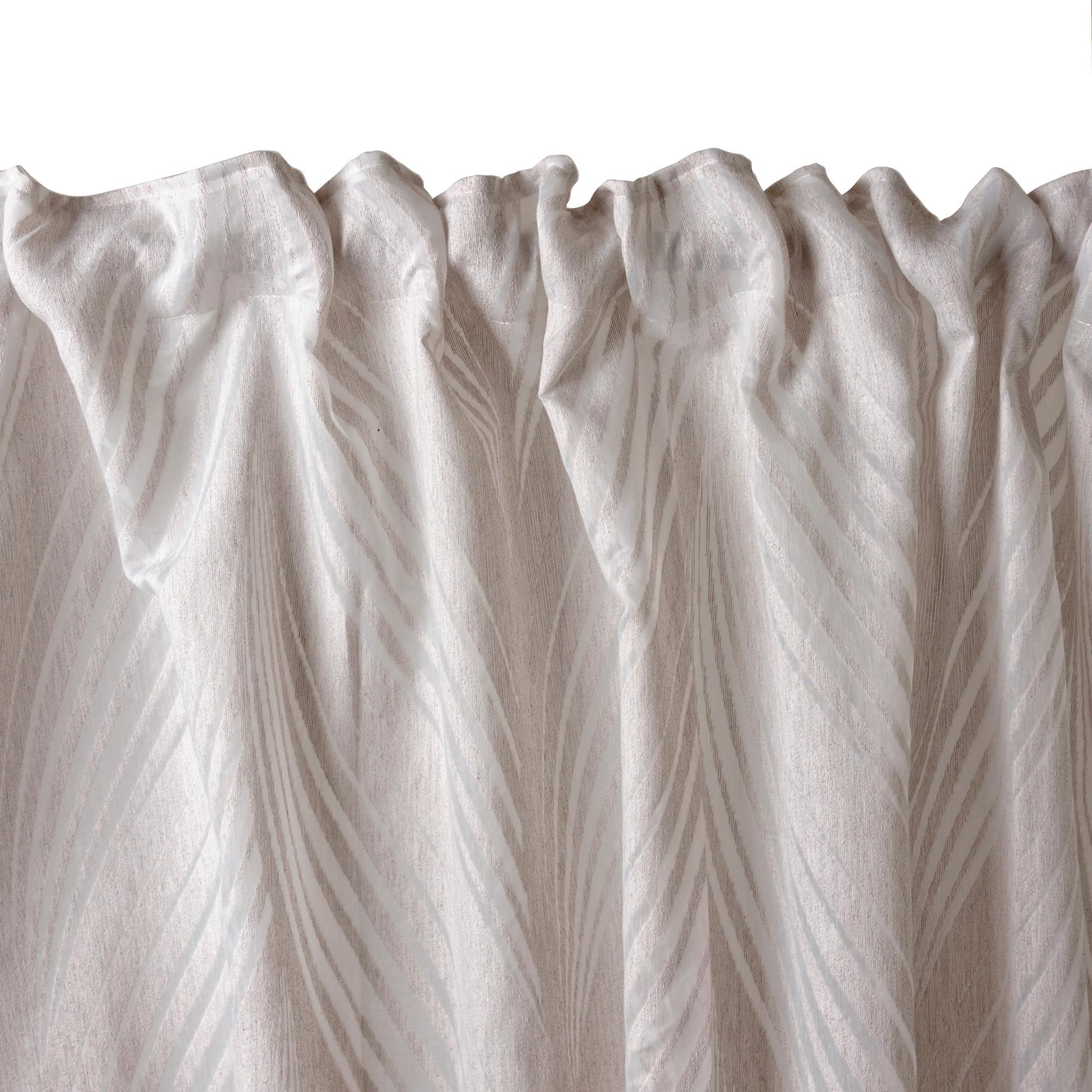 Tenda A Pacchetto Ricamata Con Foglie | Raffrollo In Voile 140x225 Cm | Colore Sabbia Con Passanti