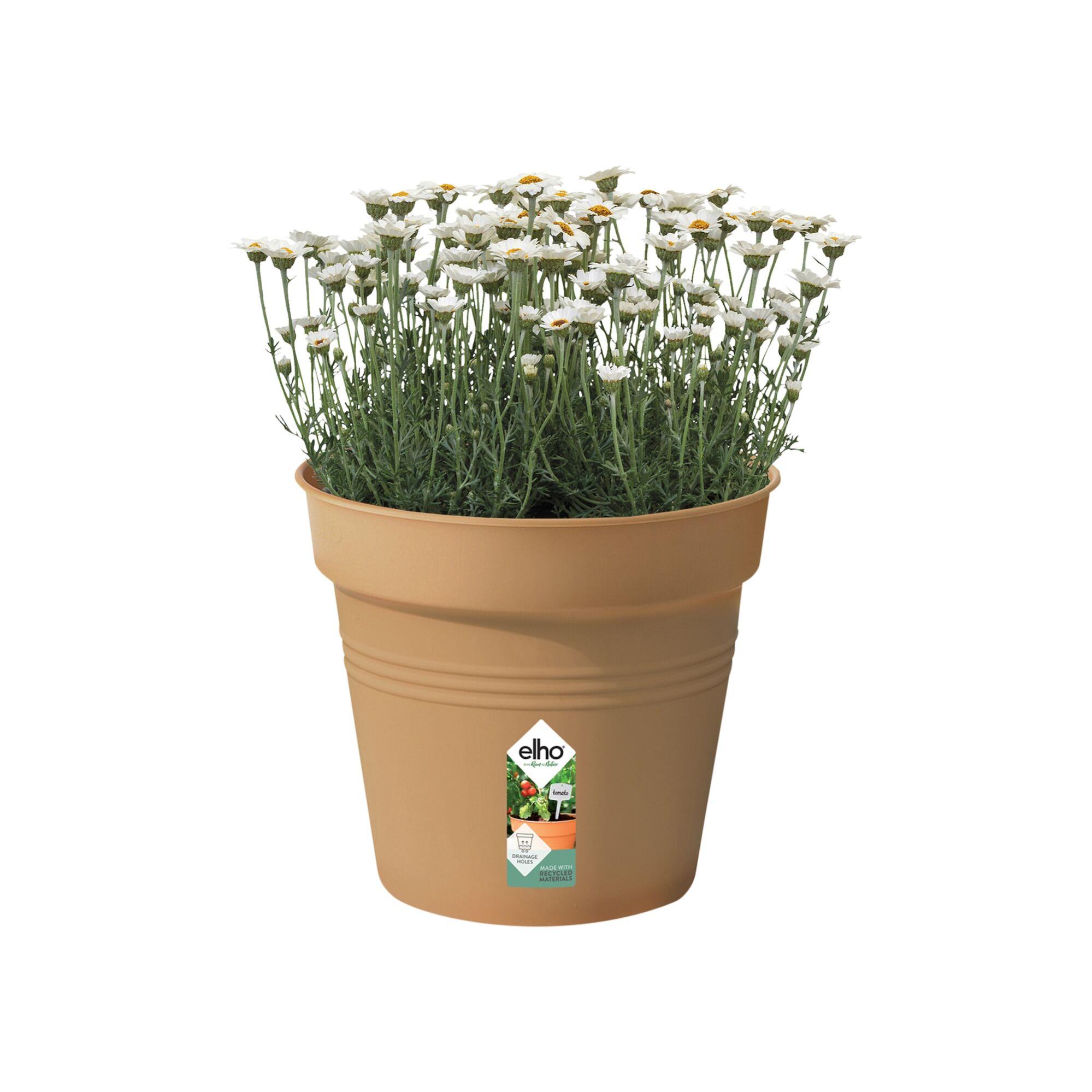Piccolo vaso da fiori rotondo bianco in resina plastica, leggero