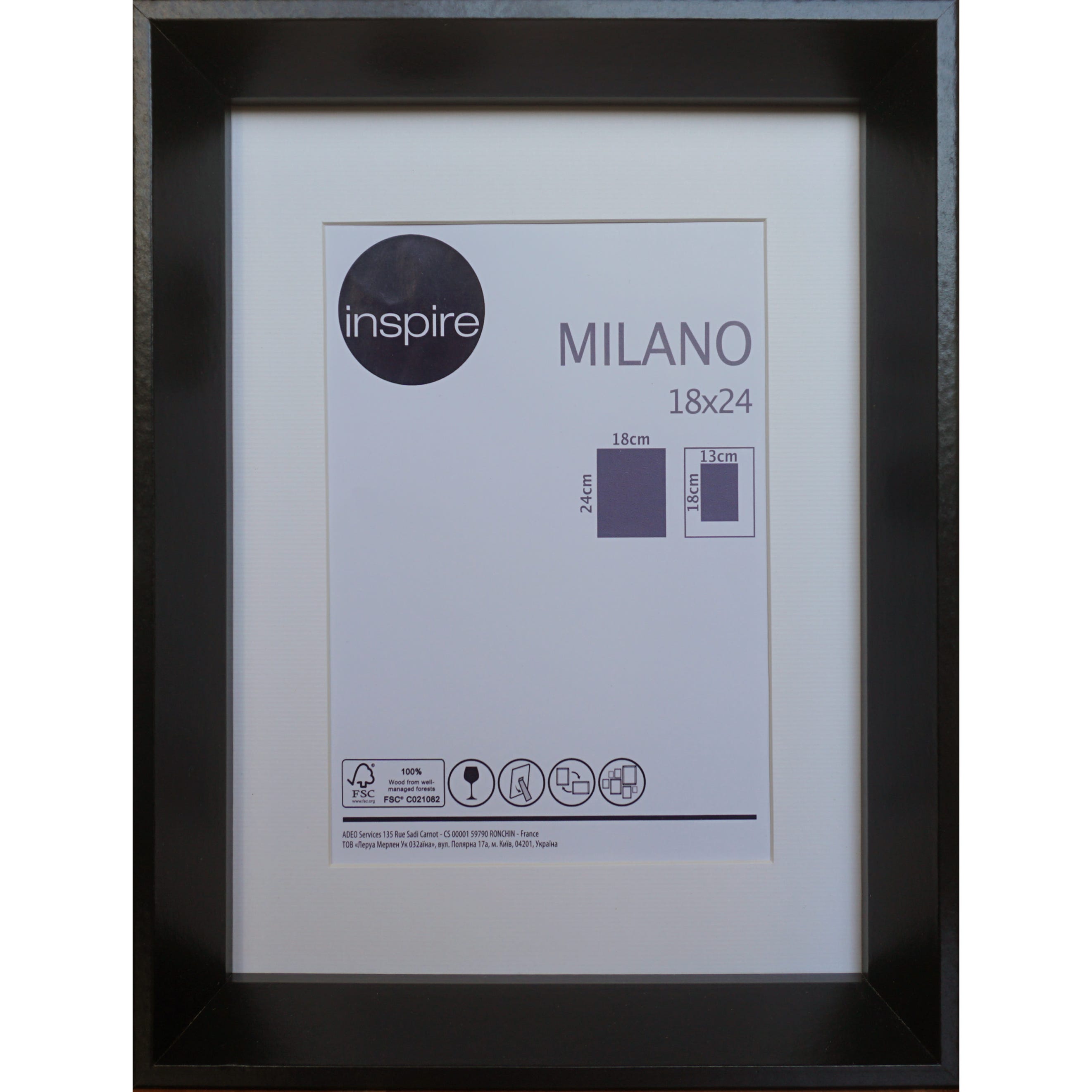 Cornice con passe-partout INSPIRE Milo, nero 32x32 cm per immagini 30x30 cm