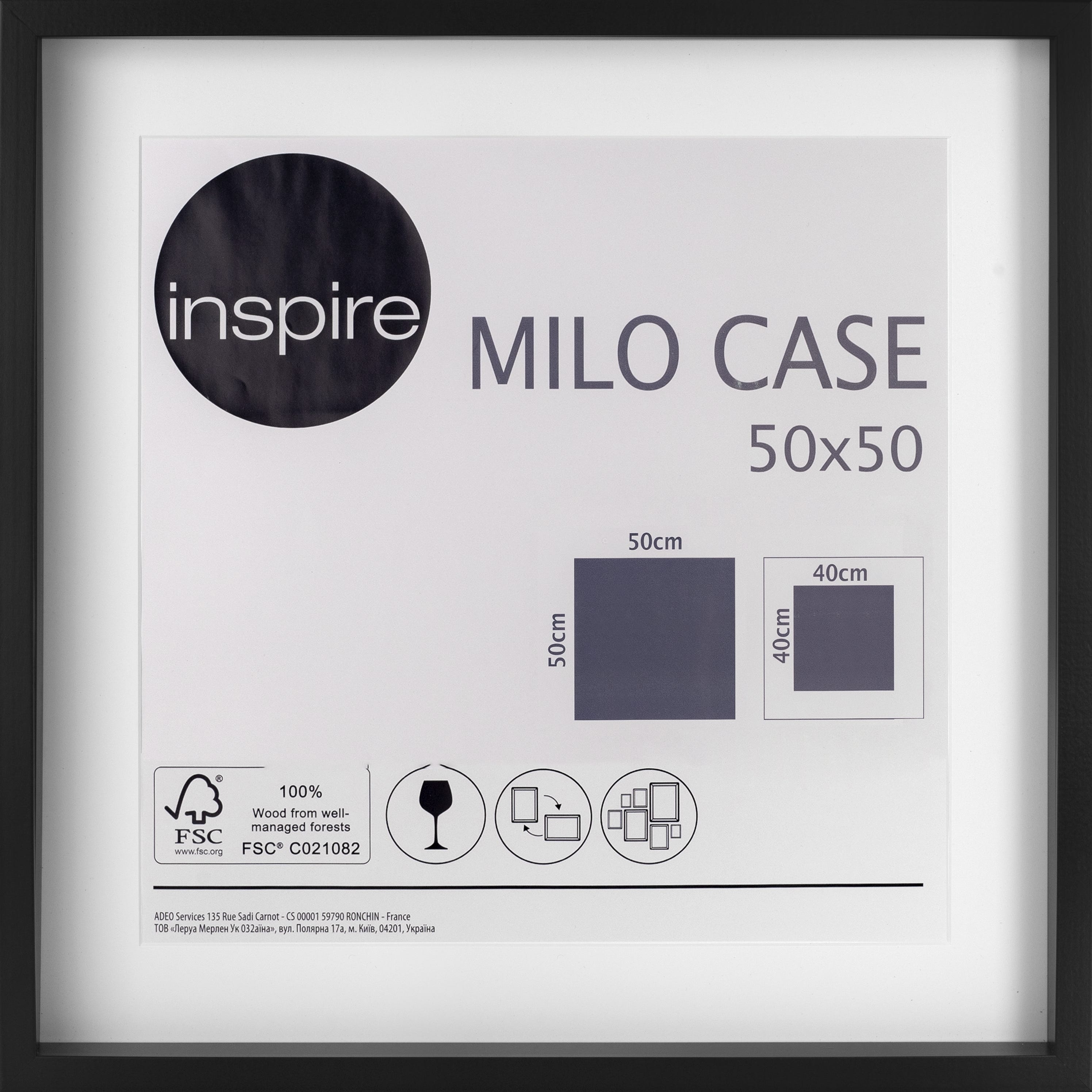 Cornice con passe-partout INSPIRE Milo, nero 32x42 cm per immagini 21x29.7 ( a4) cm