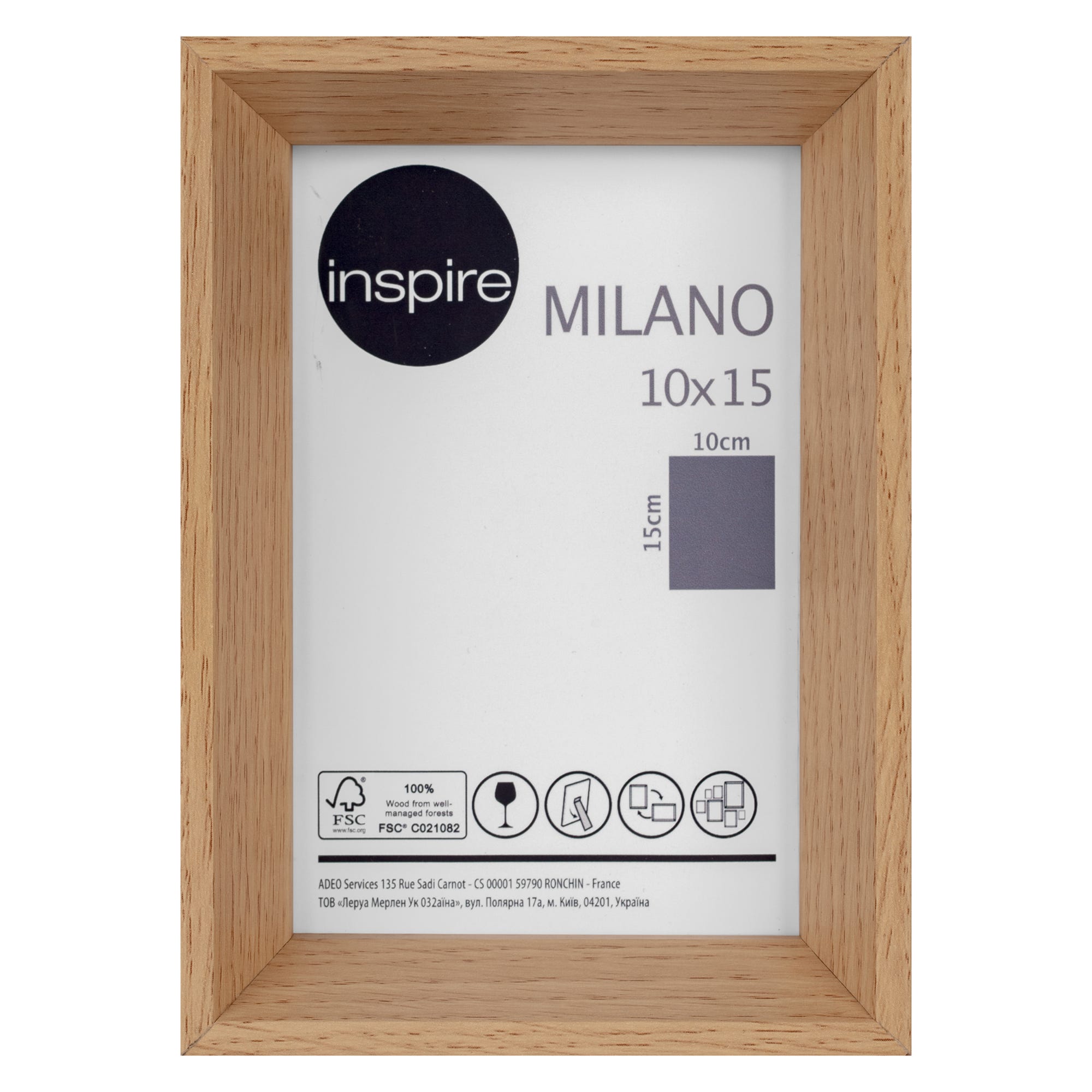 Cornice INSPIRE Milano quercia opaco per foto da 10x15 cm